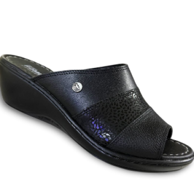 Romulo Sandalia Cuero Negro Mujer Ref 5029